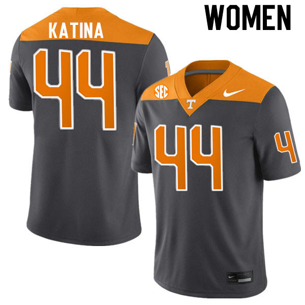 Women #44 Steele Katina Tennessee Volunteers College Football Jerseys Stitched-Anthracite